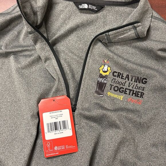 The North Face Tech 1/4 Zip Fleece Mens XXL Asphalt Gray Heather Custom Logo NWT - Picture 4 of 8